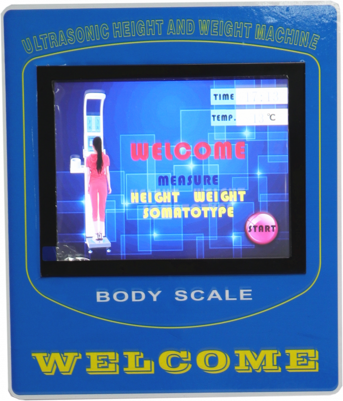 Складной масштаб высоты и веса с кровяным давлением и рекламой ЛКД жировых отложений экран экранирует/касания